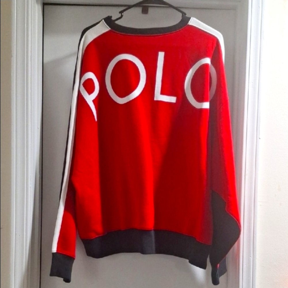 Ralph Lauren Crewneck Sweater in Black and Red with Signature Logo